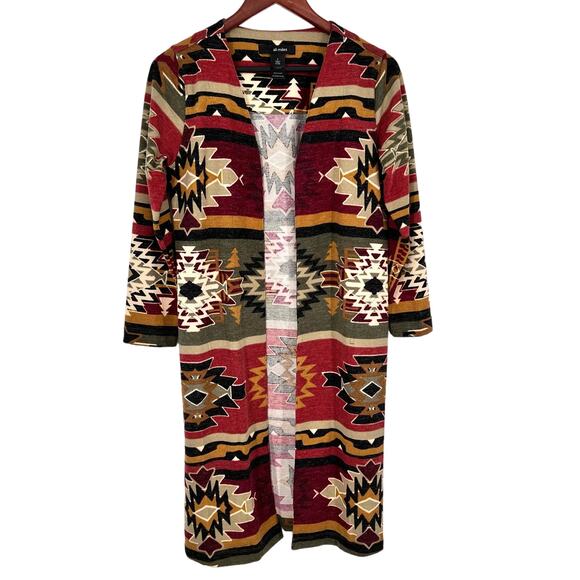 Ali Miles Sz Small Knit Sweater Jacket Blouse Shirt Top Aztec Red Ranch Montana - Picture 1 of 10